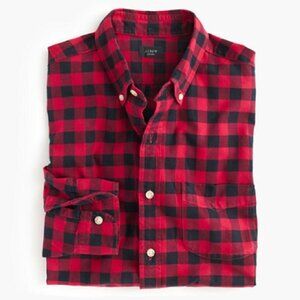 J. Crew Slim Vintage Oxford Shirt in Red Black Buffalo Plaid Check